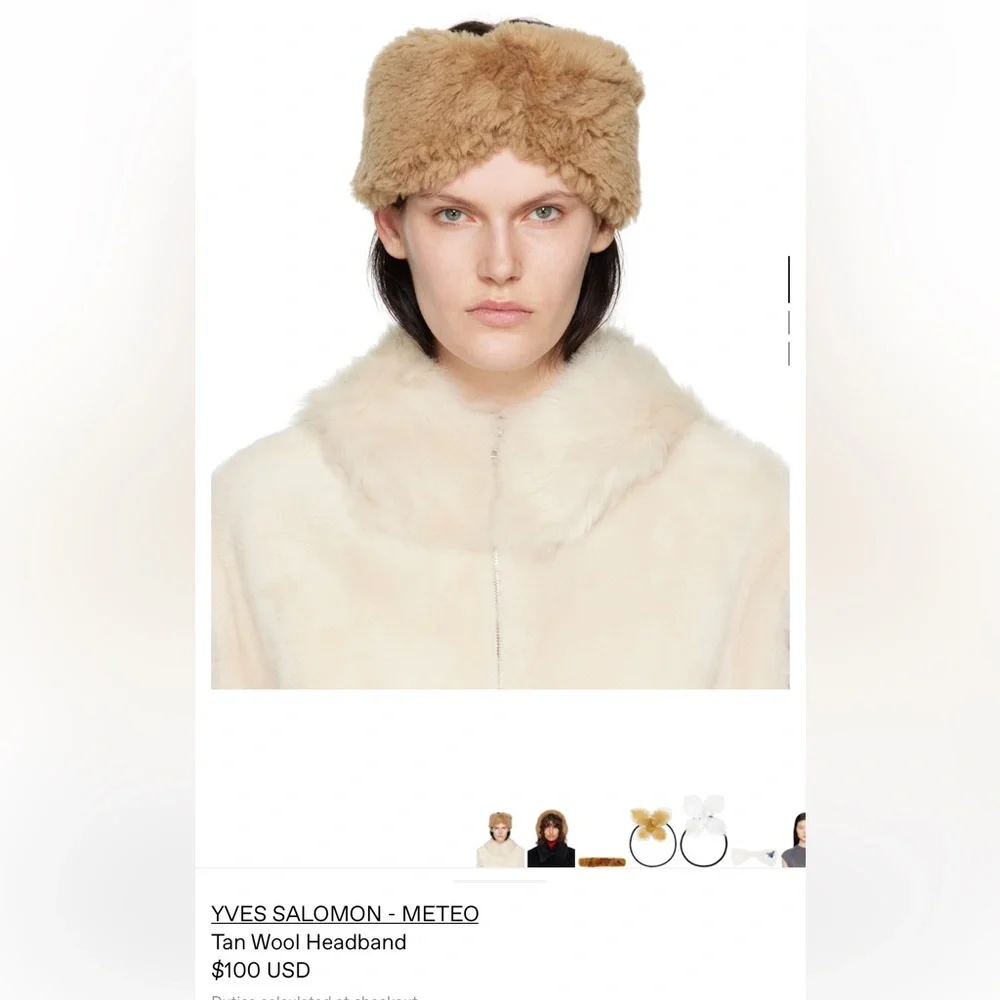 Yves Salomon tan wool headband